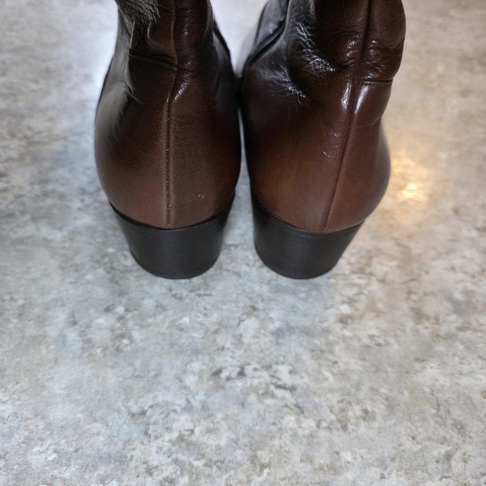Vintage Stacy Adams Side Zip Ankle Heel Boots Brown Leather Womens Size 11 - Picture 9 of 13